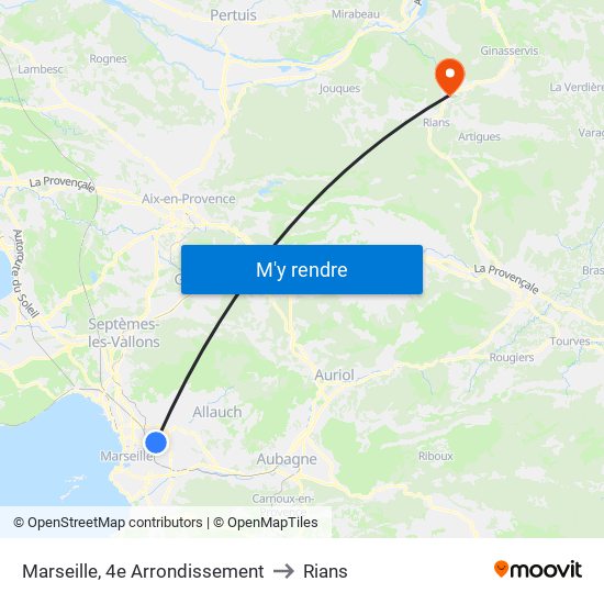Marseille, 4e Arrondissement to Rians map