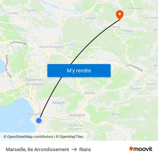Marseille, 8e Arrondissement to Rians map