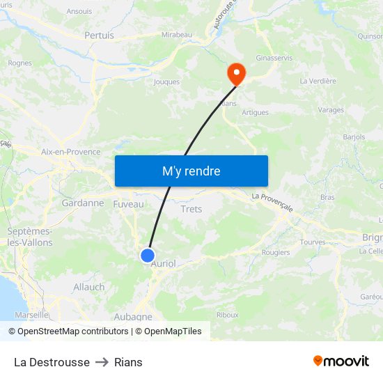 La Destrousse to Rians map