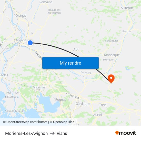 Morières-Lès-Avignon to Rians map