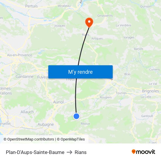 Plan-D'Aups-Sainte-Baume to Rians map