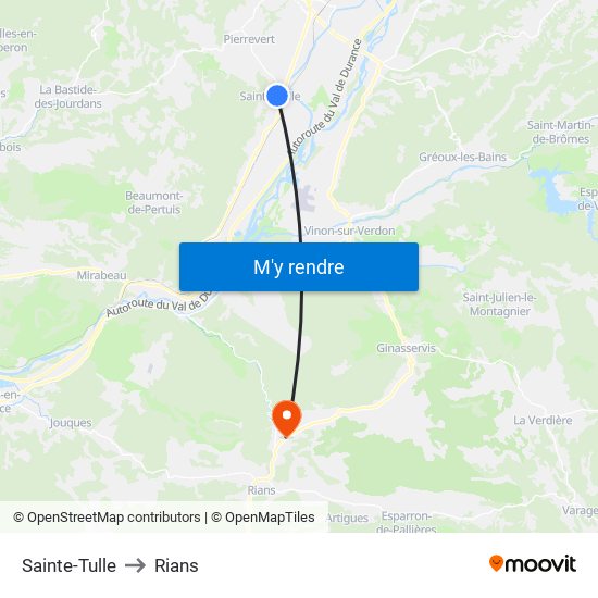 Sainte-Tulle to Rians map