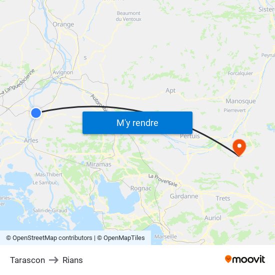 Tarascon to Rians map