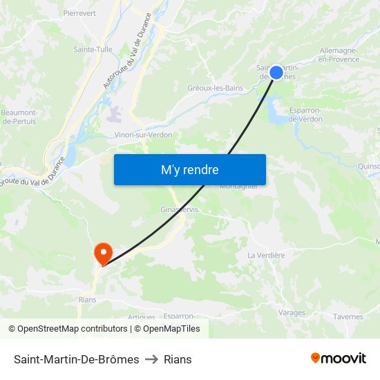 Saint-Martin-De-Brômes to Rians map