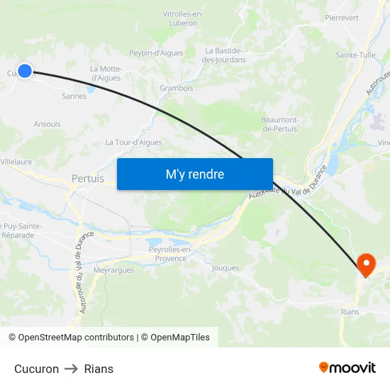 Cucuron to Rians map