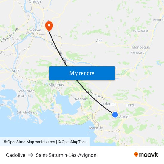 Cadolive to Saint-Saturnin-Lès-Avignon map