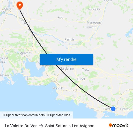 La Valette-Du-Var to Saint-Saturnin-Lès-Avignon map