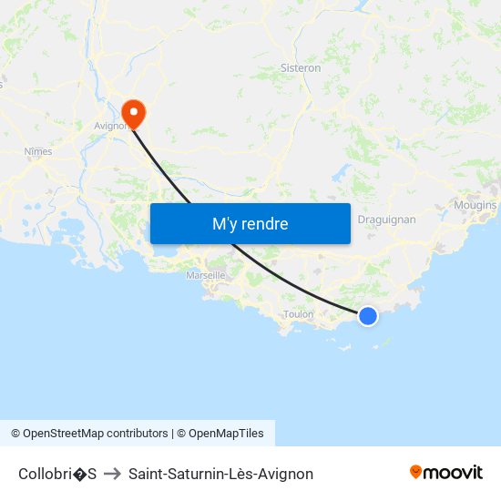 Collobri�S to Saint-Saturnin-Lès-Avignon map