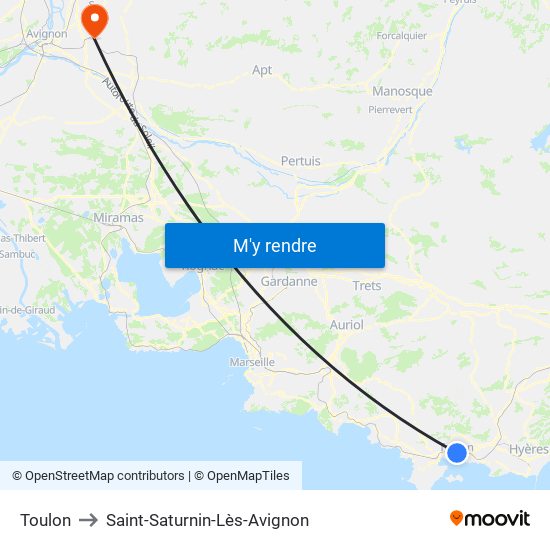 Toulon to Saint-Saturnin-Lès-Avignon map