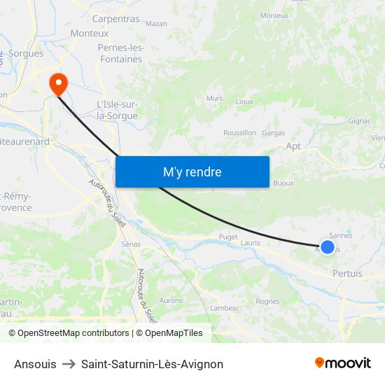 Ansouis to Saint-Saturnin-Lès-Avignon map