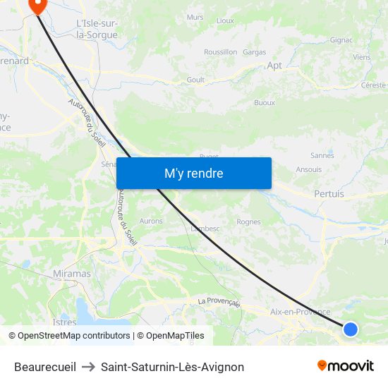 Beaurecueil to Saint-Saturnin-Lès-Avignon map