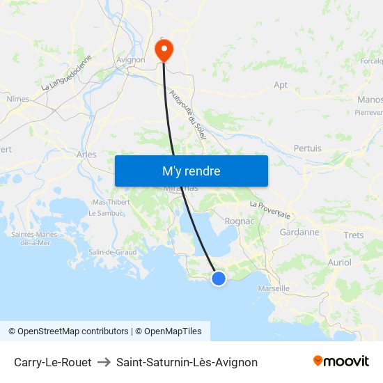 Carry-Le-Rouet to Saint-Saturnin-Lès-Avignon map