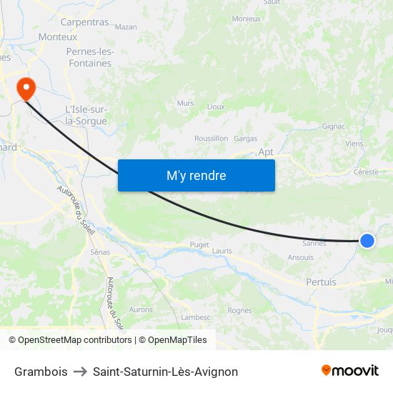 Grambois to Saint-Saturnin-Lès-Avignon map