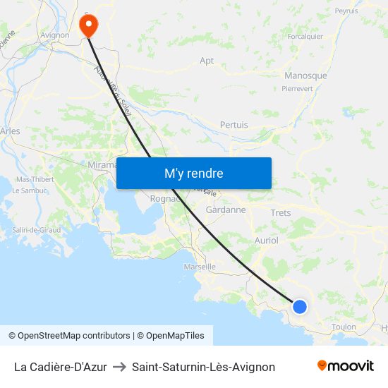 La Cadière-D'Azur to Saint-Saturnin-Lès-Avignon map