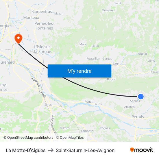 La Motte-D'Aigues to Saint-Saturnin-Lès-Avignon map