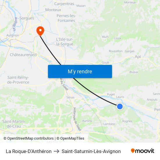 La Roque-D'Anthéron to Saint-Saturnin-Lès-Avignon map