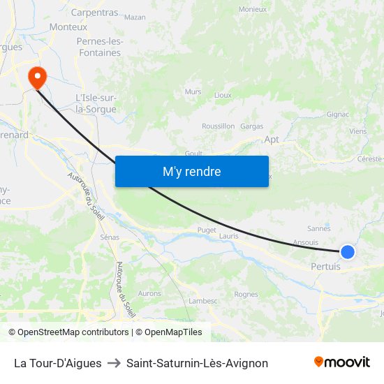 La Tour-D'Aigues to Saint-Saturnin-Lès-Avignon map