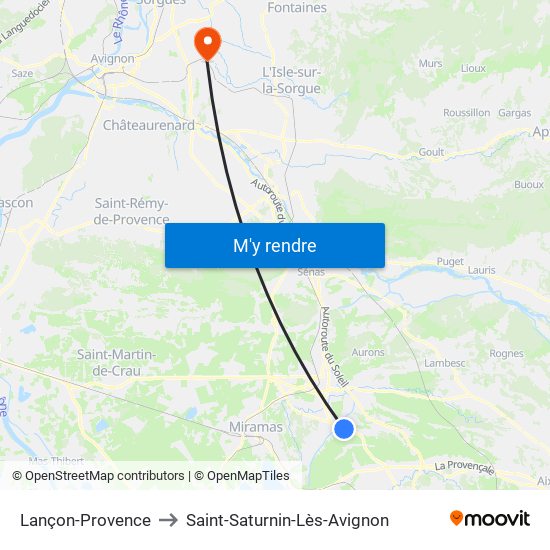 Lançon-Provence to Saint-Saturnin-Lès-Avignon map