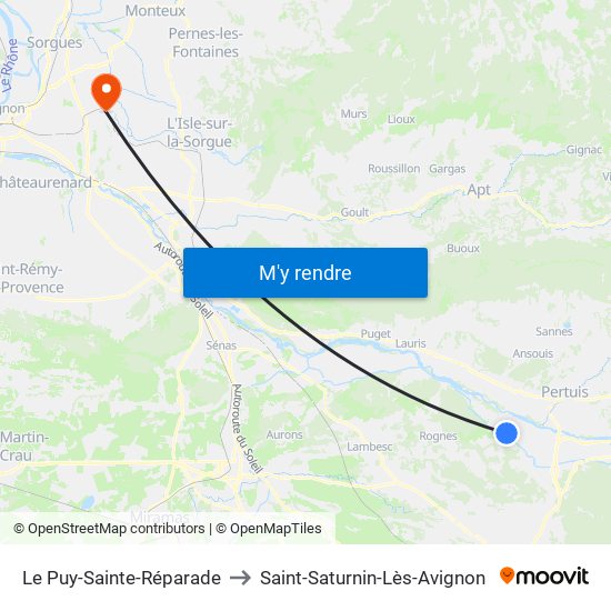 Le Puy-Sainte-Réparade to Saint-Saturnin-Lès-Avignon map