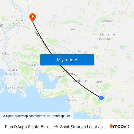 Plan-D'Aups-Sainte-Baume to Saint-Saturnin-Lès-Avignon map