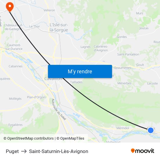 Puget to Saint-Saturnin-Lès-Avignon map