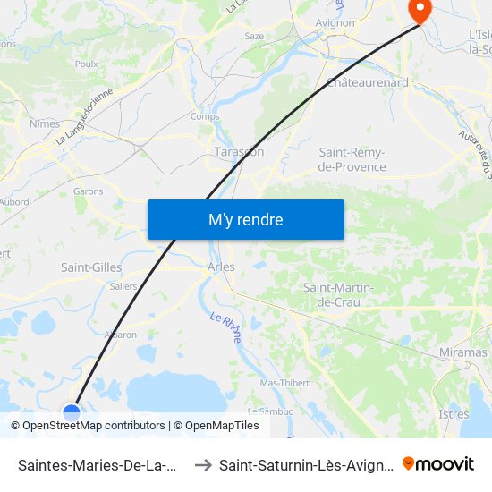 Saintes-Maries-De-La-Mer to Saint-Saturnin-Lès-Avignon map