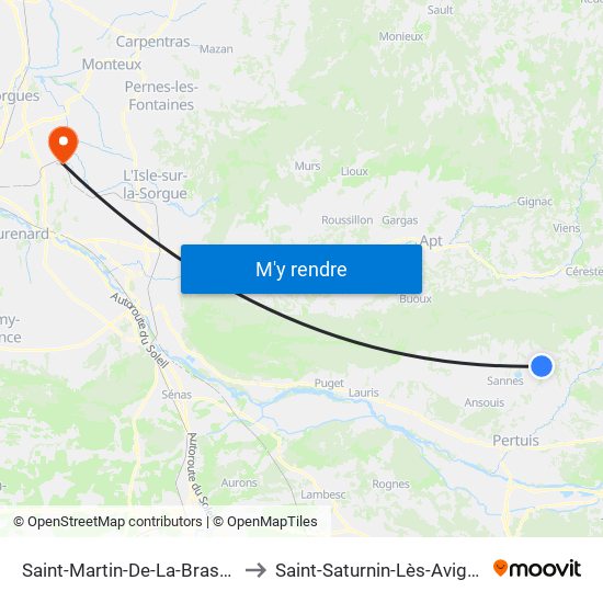 Saint-Martin-De-La-Brasque to Saint-Saturnin-Lès-Avignon map