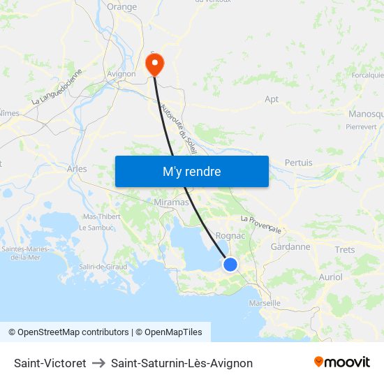 Saint-Victoret to Saint-Saturnin-Lès-Avignon map