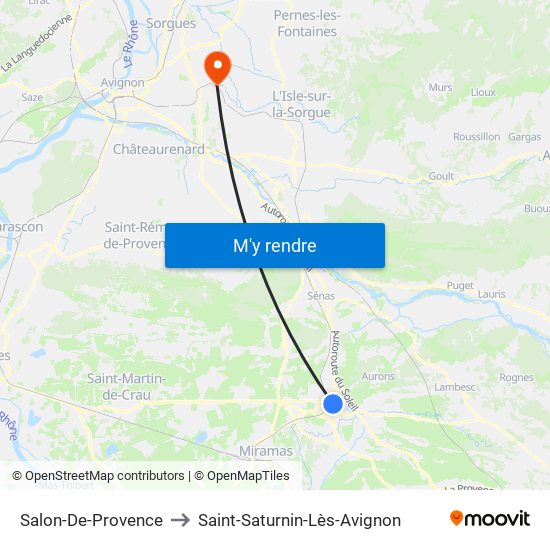 Salon-De-Provence to Saint-Saturnin-Lès-Avignon map