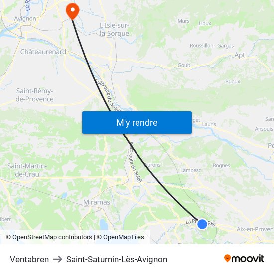 Ventabren to Saint-Saturnin-Lès-Avignon map