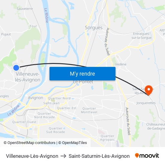 Villeneuve-Lès-Avignon to Saint-Saturnin-Lès-Avignon map