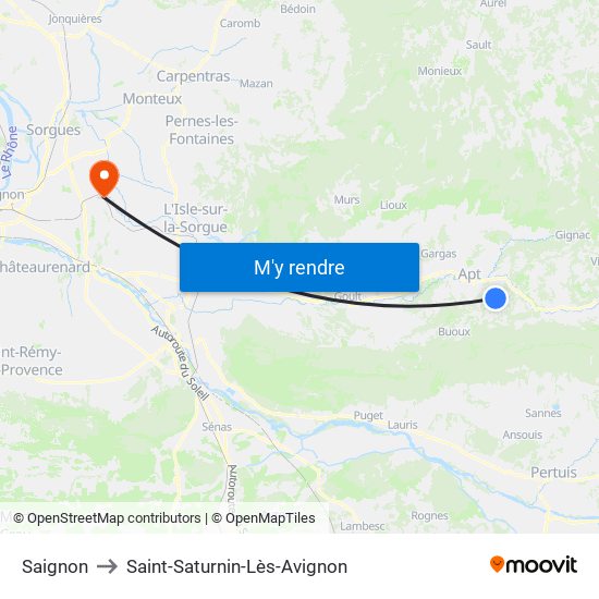Saignon to Saint-Saturnin-Lès-Avignon map