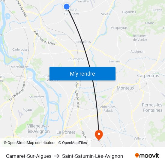 Camaret-Sur-Aigues to Saint-Saturnin-Lès-Avignon map