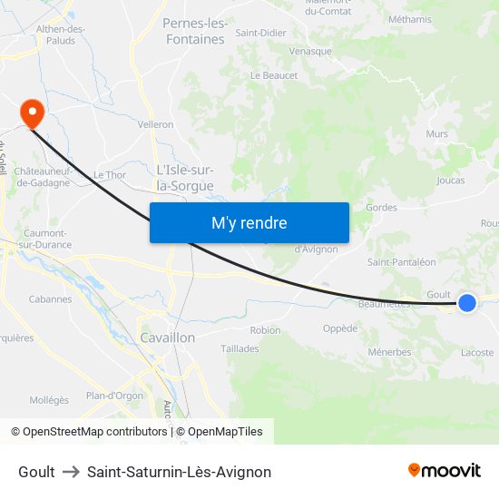 Goult to Saint-Saturnin-Lès-Avignon map