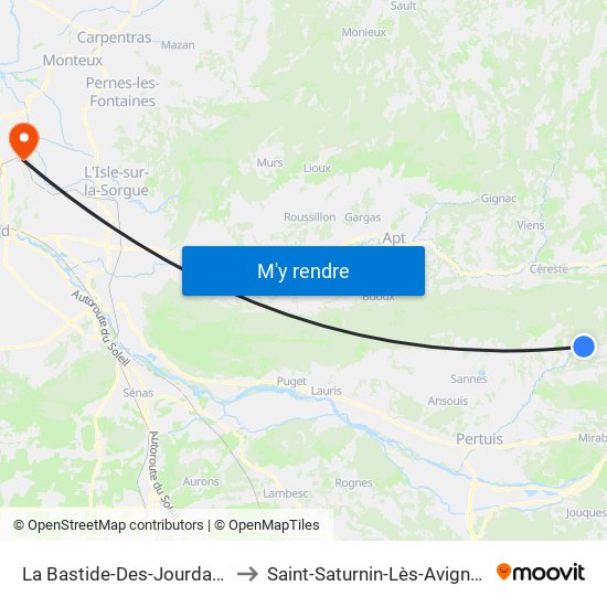 La Bastide-Des-Jourdans to Saint-Saturnin-Lès-Avignon map