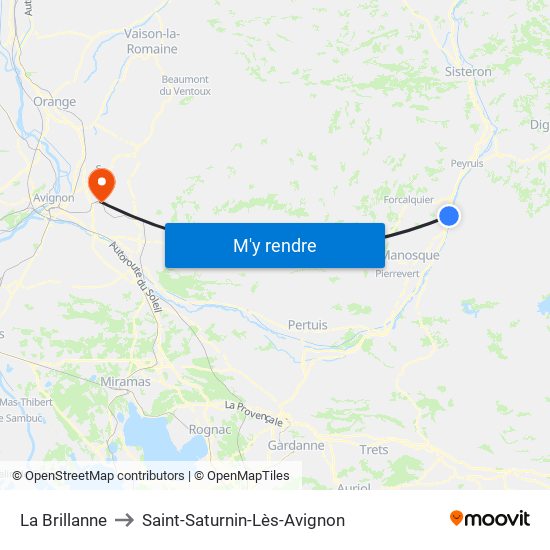 La Brillanne to Saint-Saturnin-Lès-Avignon map