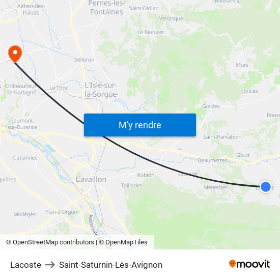 Lacoste to Saint-Saturnin-Lès-Avignon map