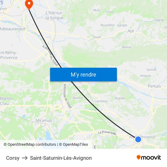 Corsy to Saint-Saturnin-Lès-Avignon map