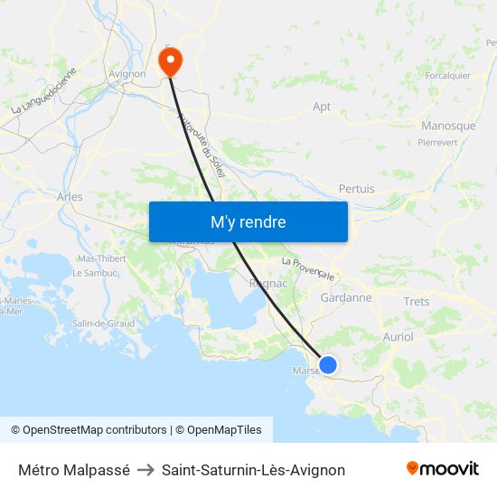 Métro Malpassé to Saint-Saturnin-Lès-Avignon map