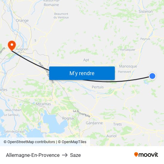Allemagne-En-Provence to Saze map