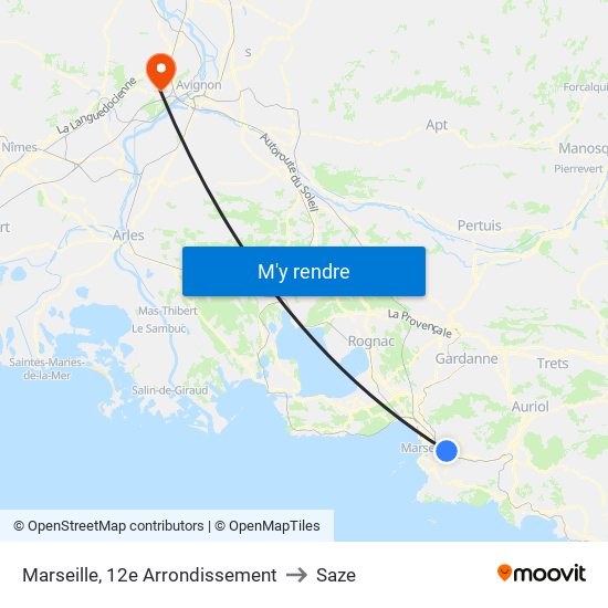 Marseille, 12e Arrondissement to Saze map