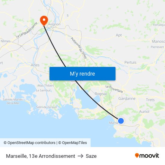 Marseille, 13e Arrondissement to Saze map