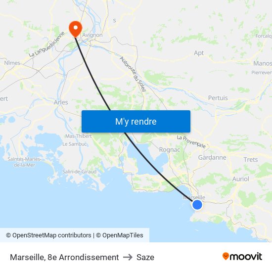 Marseille, 8e Arrondissement to Saze map