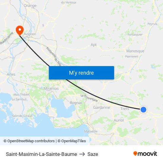 Saint-Maximin-La-Sainte-Baume to Saze map