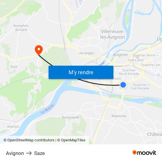 Avignon to Saze map