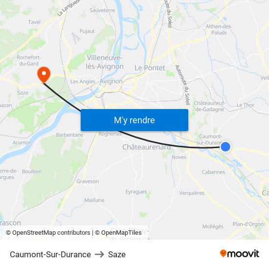 Caumont-Sur-Durance to Saze map