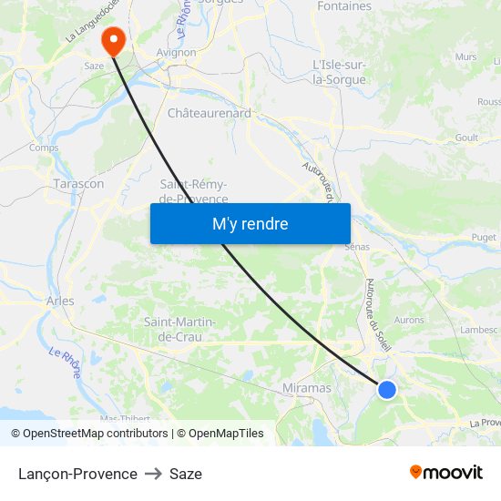 Lançon-Provence to Saze map