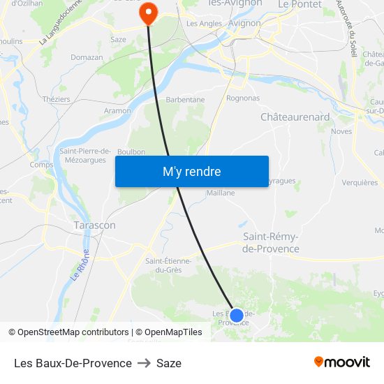 Les Baux-De-Provence to Saze map