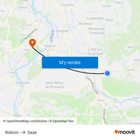 Robion to Saze map