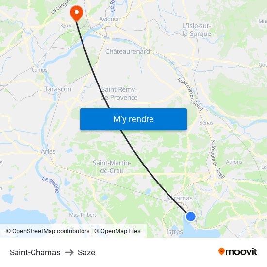 Saint-Chamas to Saze map